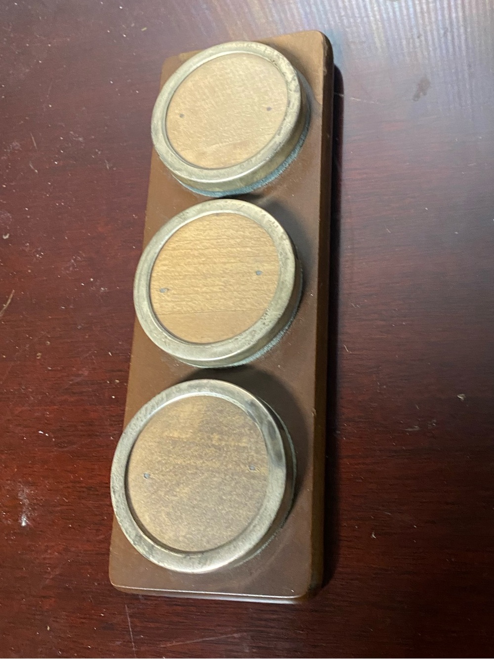 Vintage Webster Sterling Silver Wooden Triple Round Frame